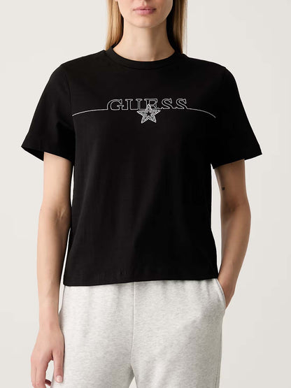 Guess Agena, t-shirt maniche corte da donna nera