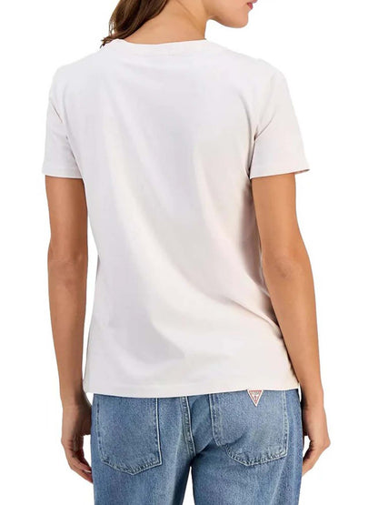Guess Lunità, t-shirt maniche corte da donna bianca