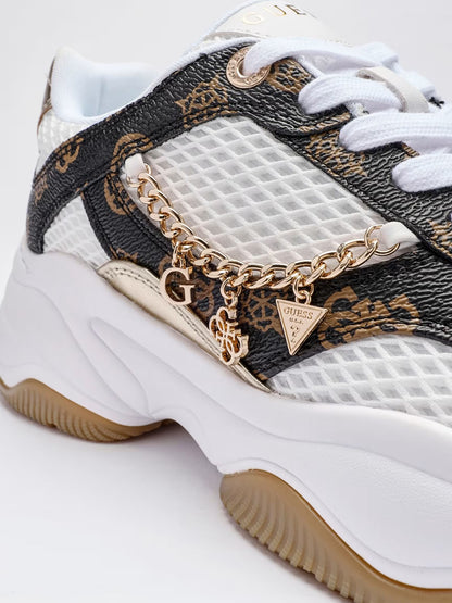Sneakers Guess Harpaa bianche da donna con dettaglio catena