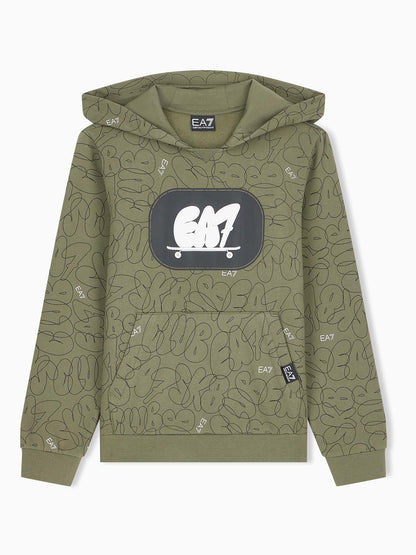 Ea7 Emporio Armani Train Logo Serie, felpa Unisex bambino verde