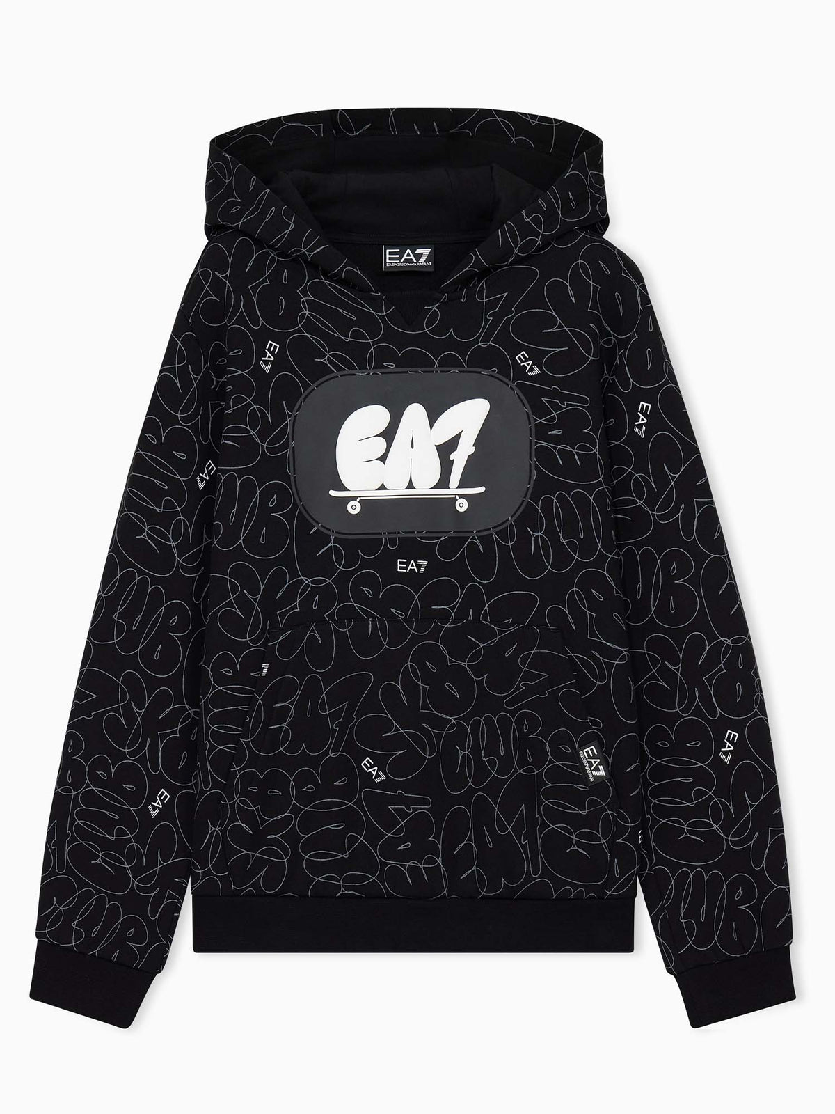 Ea7 Emporio Armani Train Logo Serie, felpa Unisex bambino nera