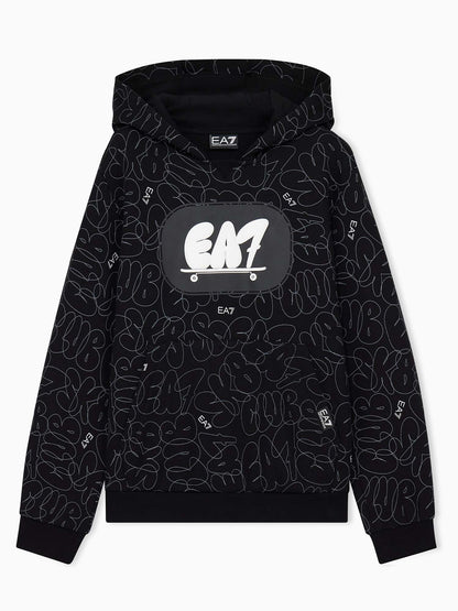 Ea7 Emporio Armani Train Logo Serie, felpa Unisex bambino nera