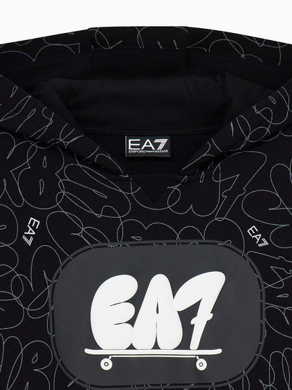 Ea7 Emporio Armani Train Logo Serie, felpa Unisex bambino nera