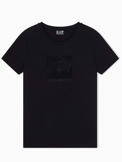 Ea7 Emporio Armani Train Logo Serie, t-shirt maniche corte da donna nera