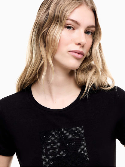 Ea7 Emporio Armani Train Logo Serie, t-shirt maniche corte da donna nera