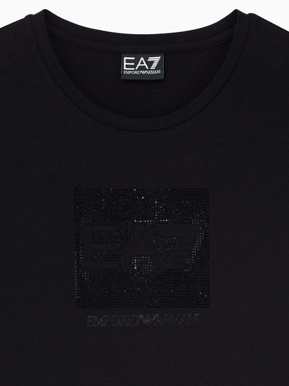 Ea7 Emporio Armani Train Logo Serie, t-shirt maniche corte da donna nera