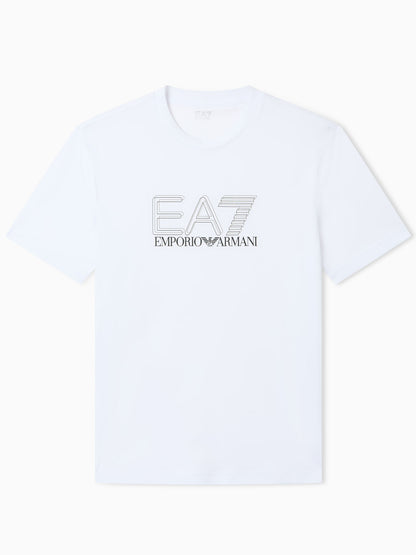 T-shirt bianca in cotone da uomo EA7 Emporio Armani