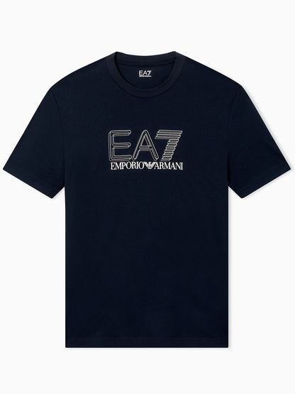 T-shirt uomo Ea7 Emporio Armani in jersey di cotone blu