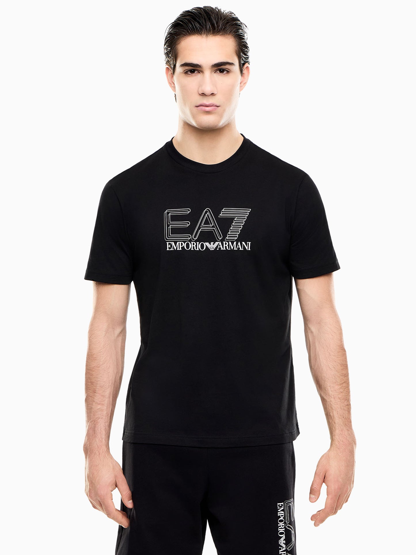 T-shirt da uomo Ea7 Emporio Armani in cotone nero