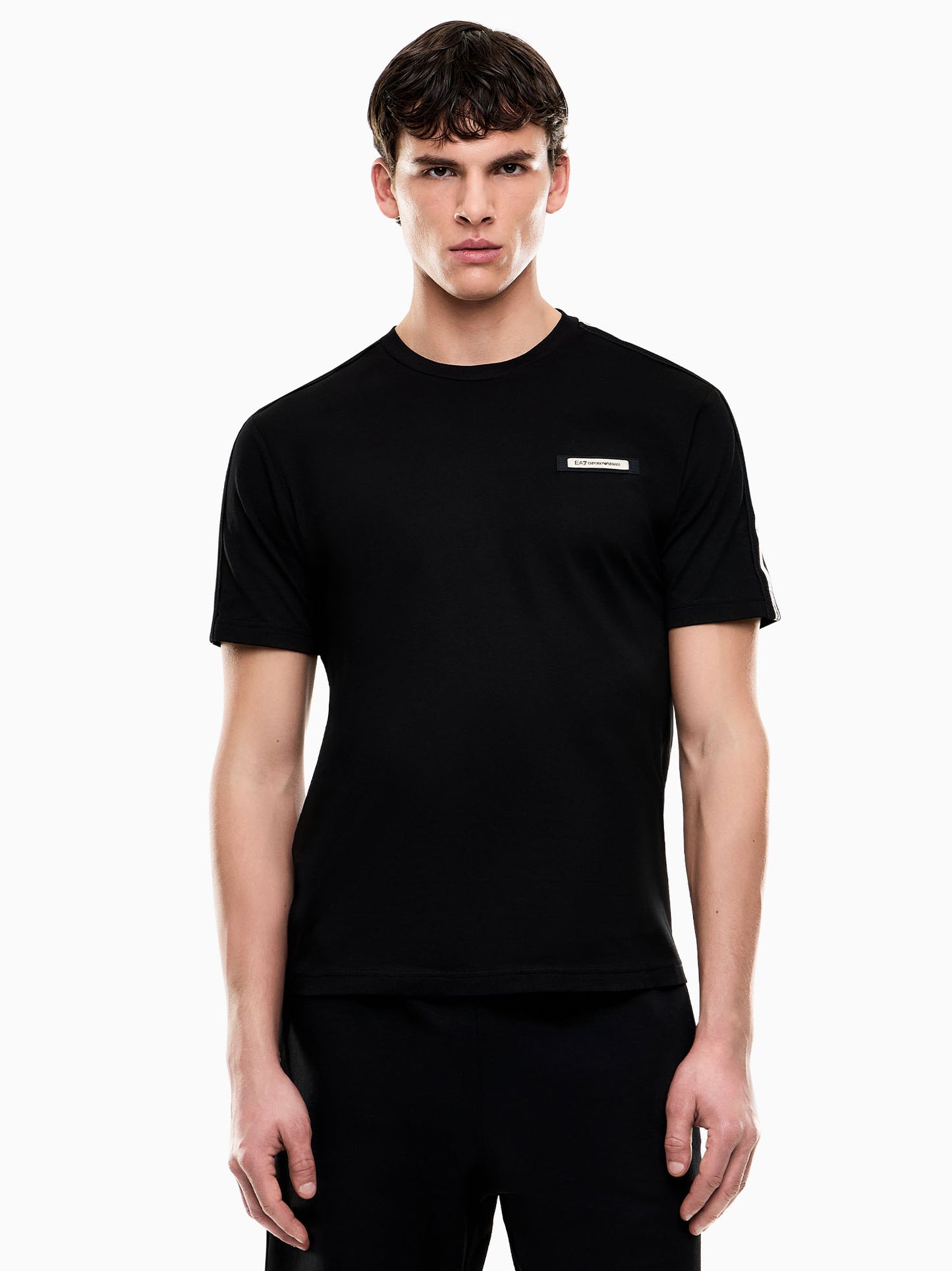 T-shirt nera da uomo EA7 Emporio Armani in cotone
