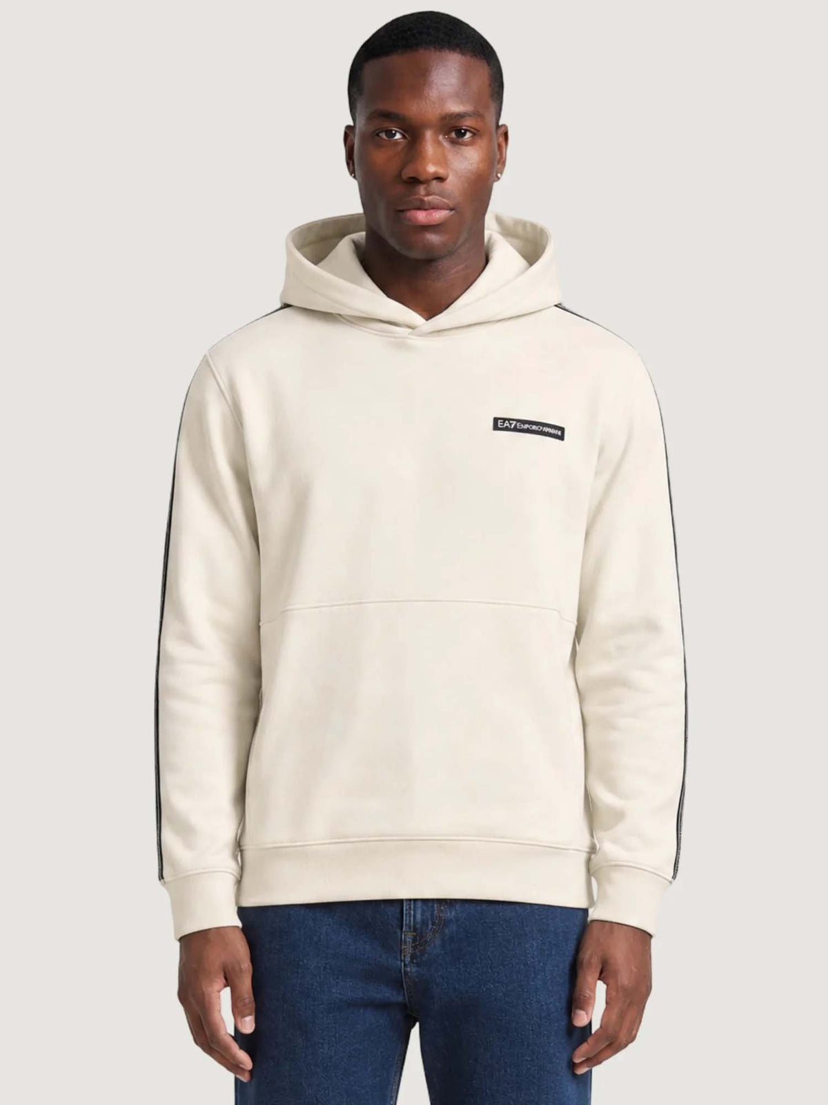 Ea7 Emporio Armani Train Logo Serie, felpa da uomo bianca