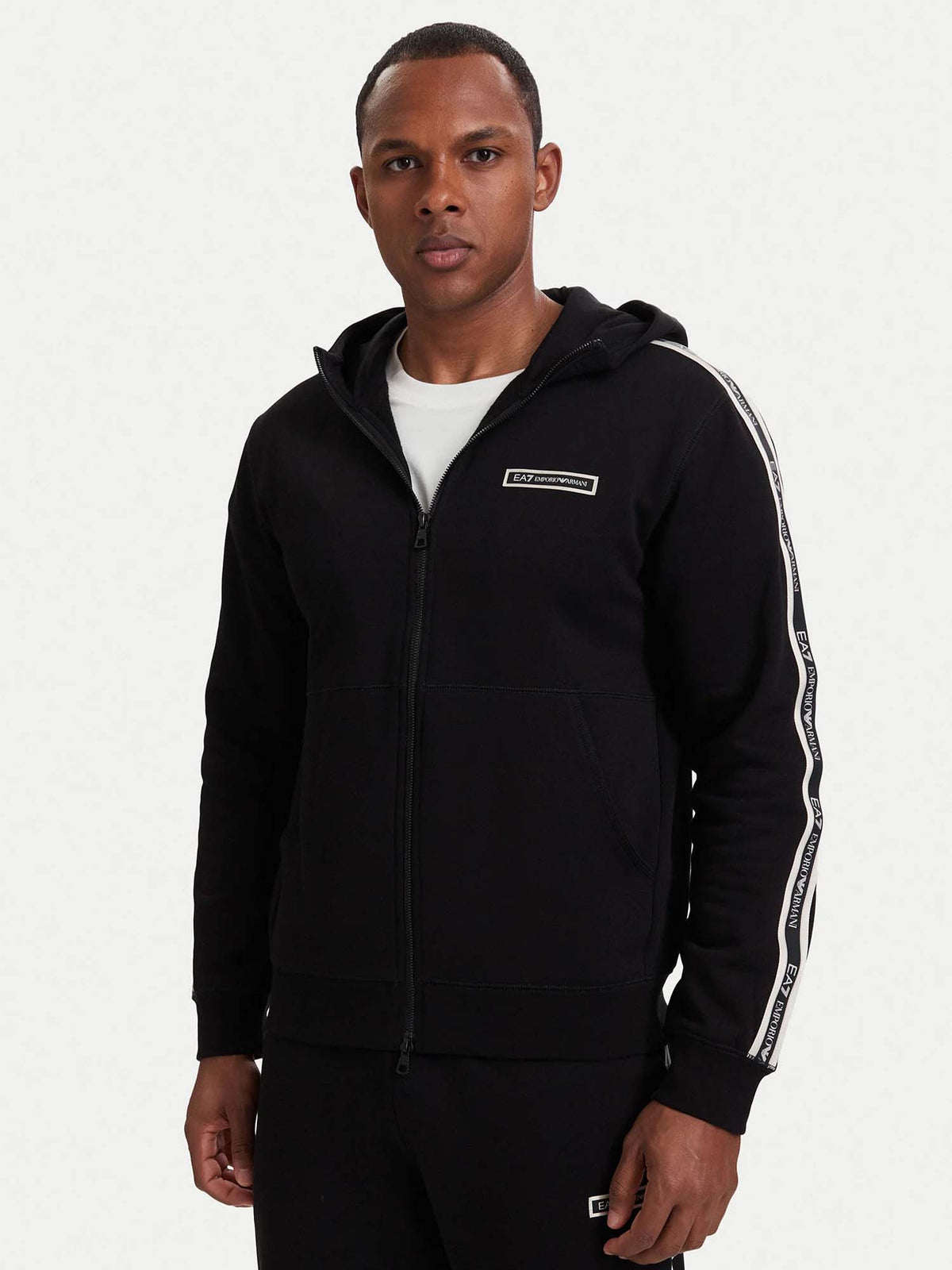 Ea7 Emporio Armani Train Logo Serie, felpa da uomo nera
