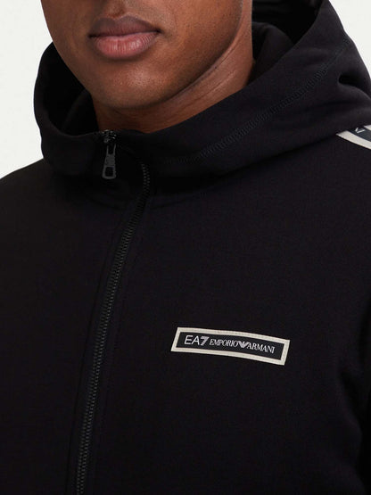 Ea7 Emporio Armani Train Logo Serie, felpa da uomo nera