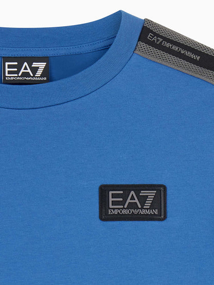 Ea7 Emporio Armani Train Logo Serie, t-shirt maniche lunghe da bambino Blu