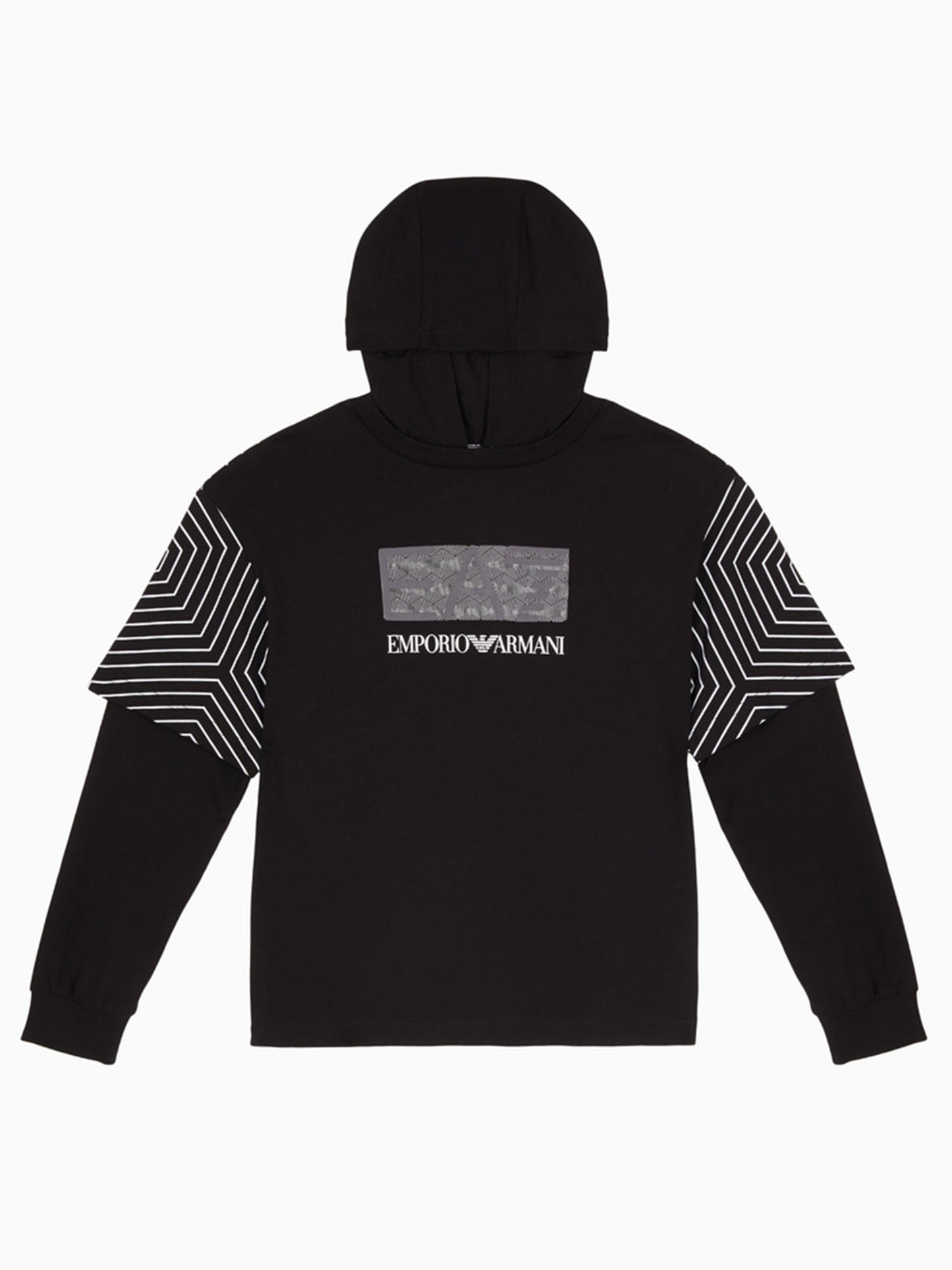 FELPA CON CAPPUCCIO EA7 EMPORIO ARMANI RAGAZZO NERO