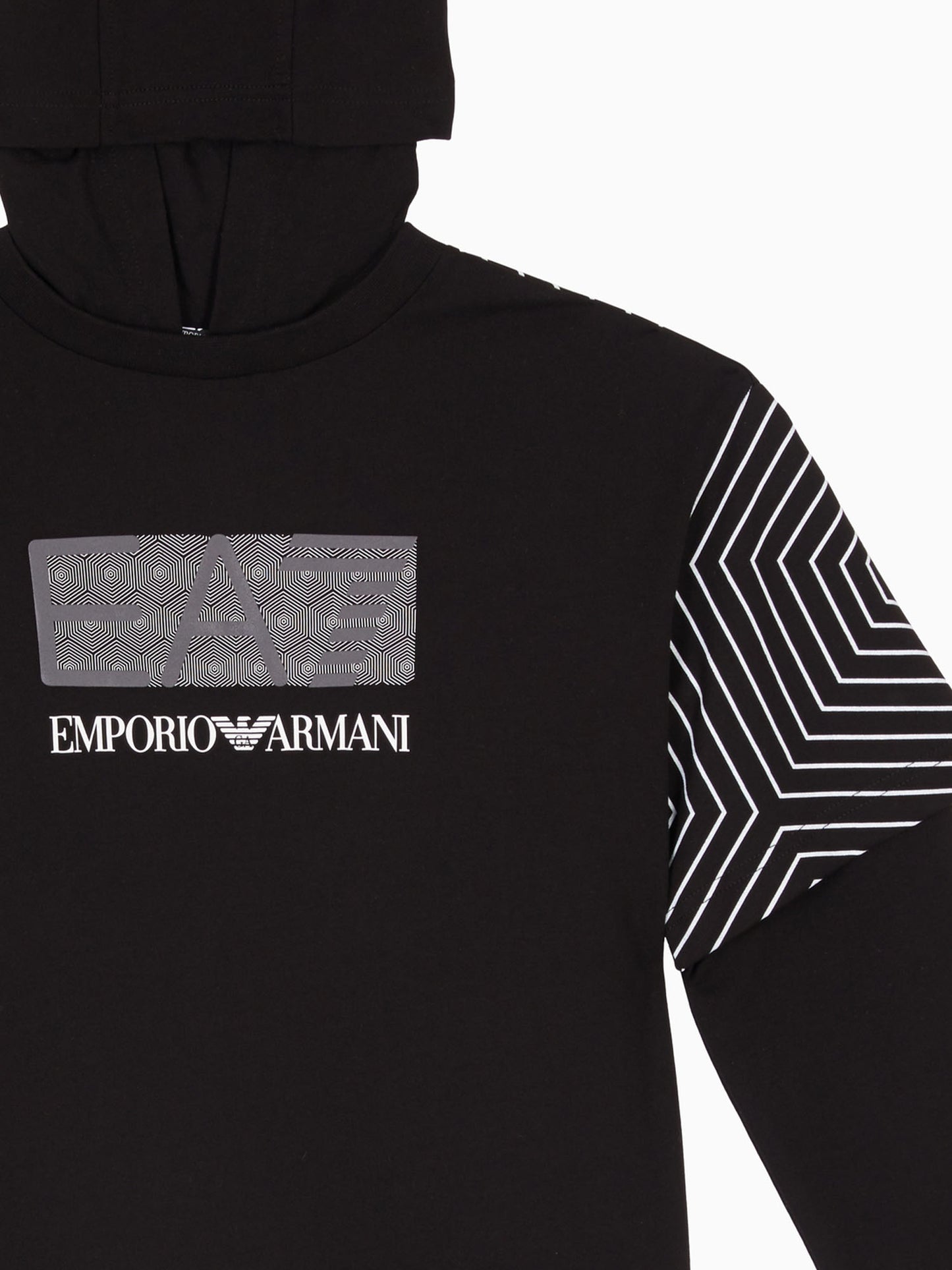 FELPA CON CAPPUCCIO EA7 EMPORIO ARMANI RAGAZZO NERO
