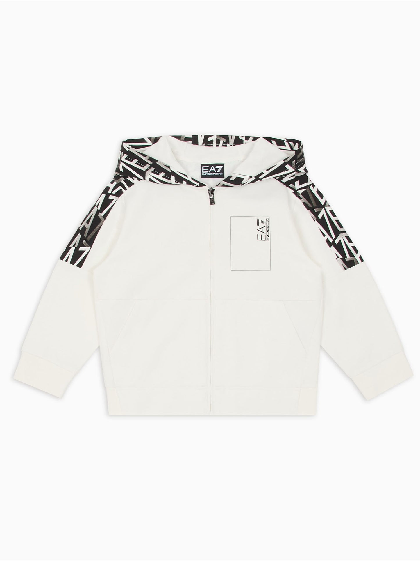 FELPA CON CAPPUCCIO E ZIP EA7 EMPORIO ARMANI BAMBINO BIANCO
