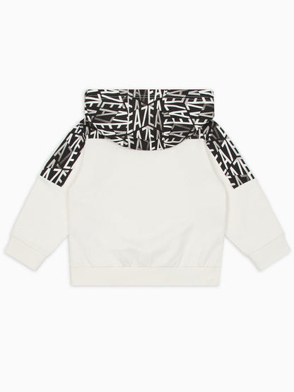FELPA CON CAPPUCCIO E ZIP EA7 EMPORIO ARMANI BAMBINO BIANCO