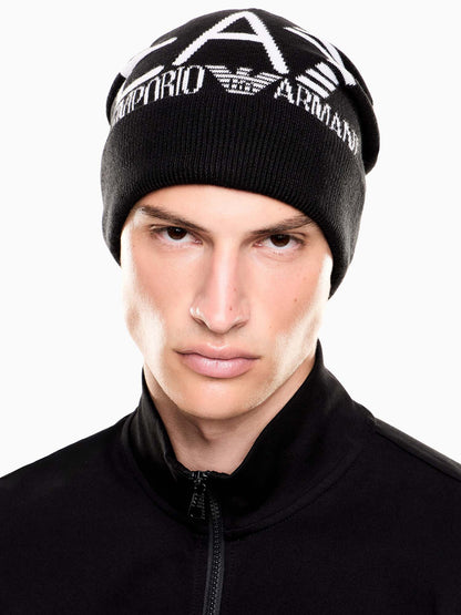 BEANIE VISIBILITY EA7 EMPORIO ARMANI UNISEX ADULTO NERO BIANCO
