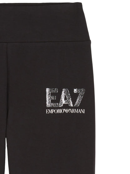 LEGGINGS CON LOGO IRIDESCENTE EA7 EMPORIO ARMANI BAMBINA NERO