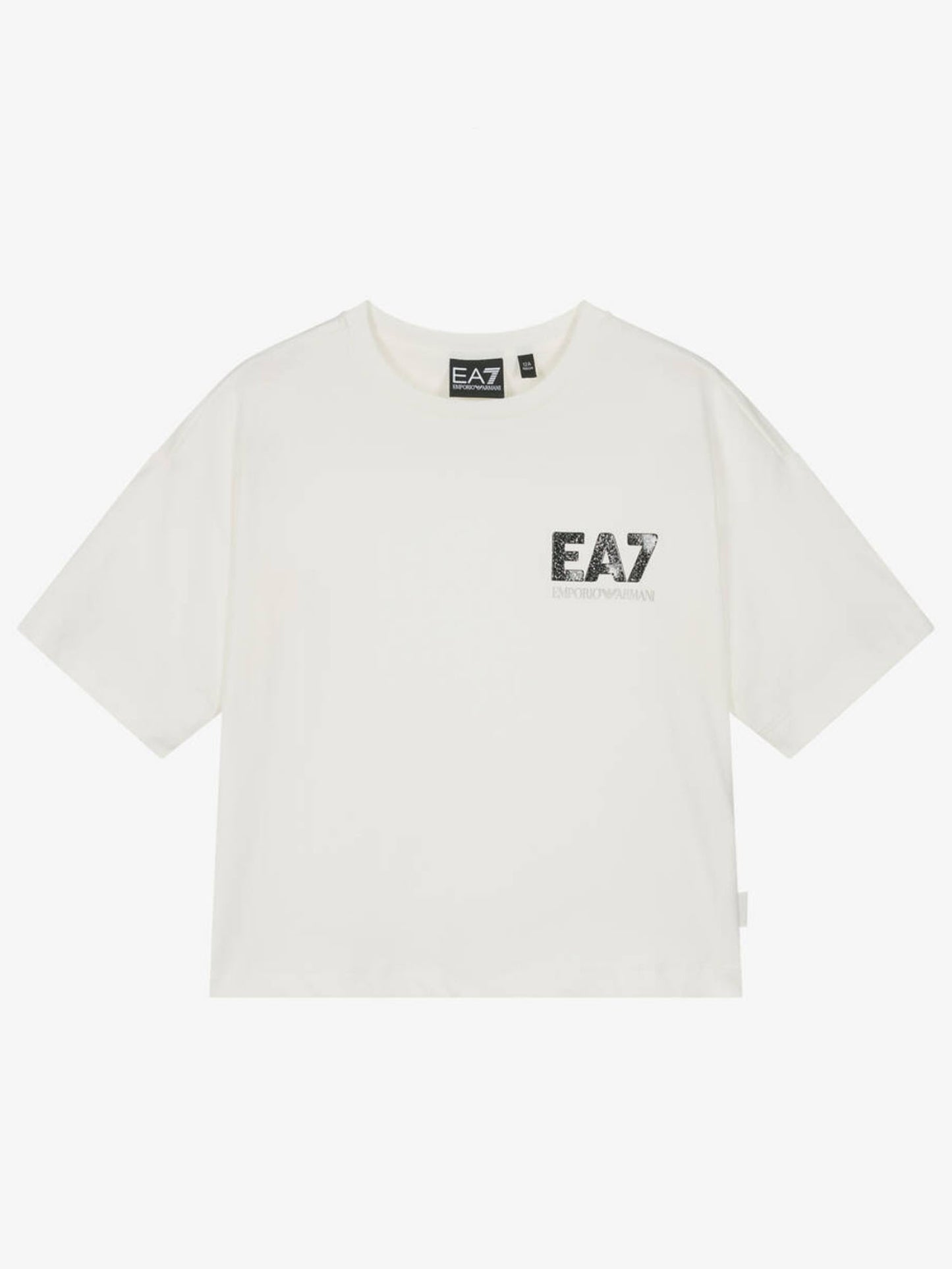 T-SHIRT LOGO IRIDESCENTE EA7 EMPORIO ARMANI BAMBINA BIANCO