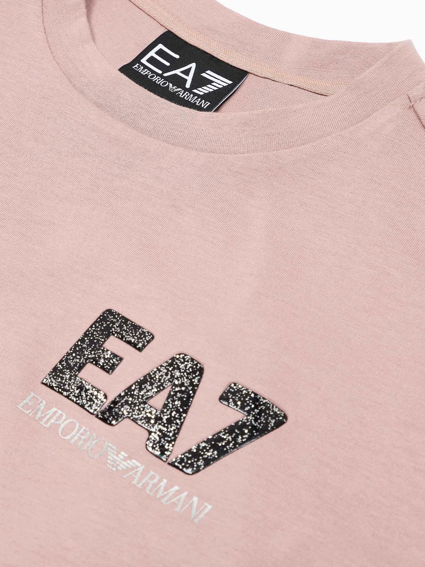 T-SHIRT LOGO IRIDESCENTE EA7 EMPORIO ARMANI BAMBINA ROSA