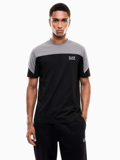 Ea7 Emporio Armani Train Colourbloc, t-shirt maniche corte da uomo nera
