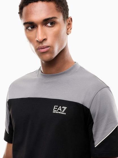 Ea7 Emporio Armani Train Colourbloc, t-shirt maniche corte da uomo nera