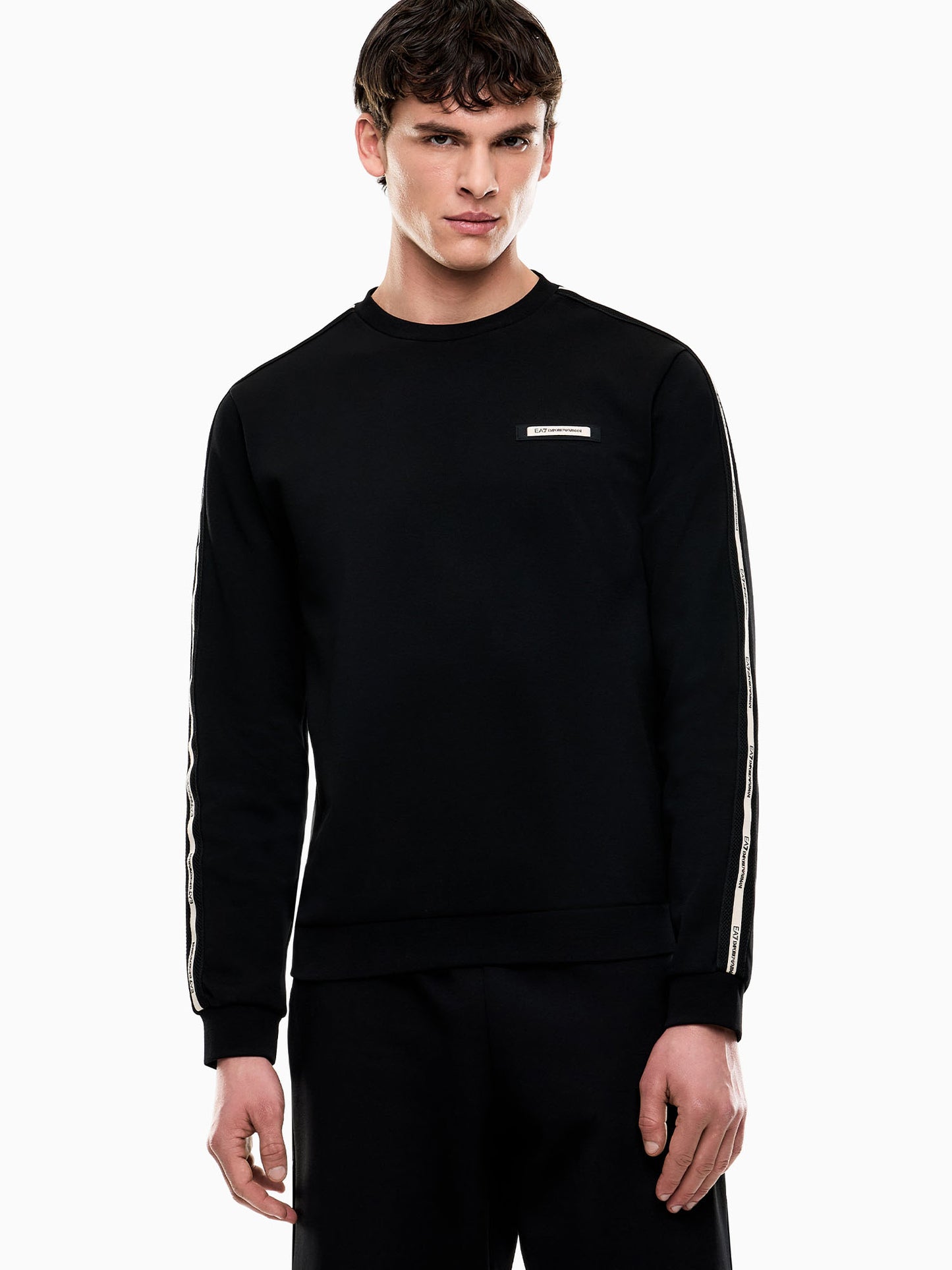 EA7 Emporio Armani felpa girocollo da Uomo in cotone nero
