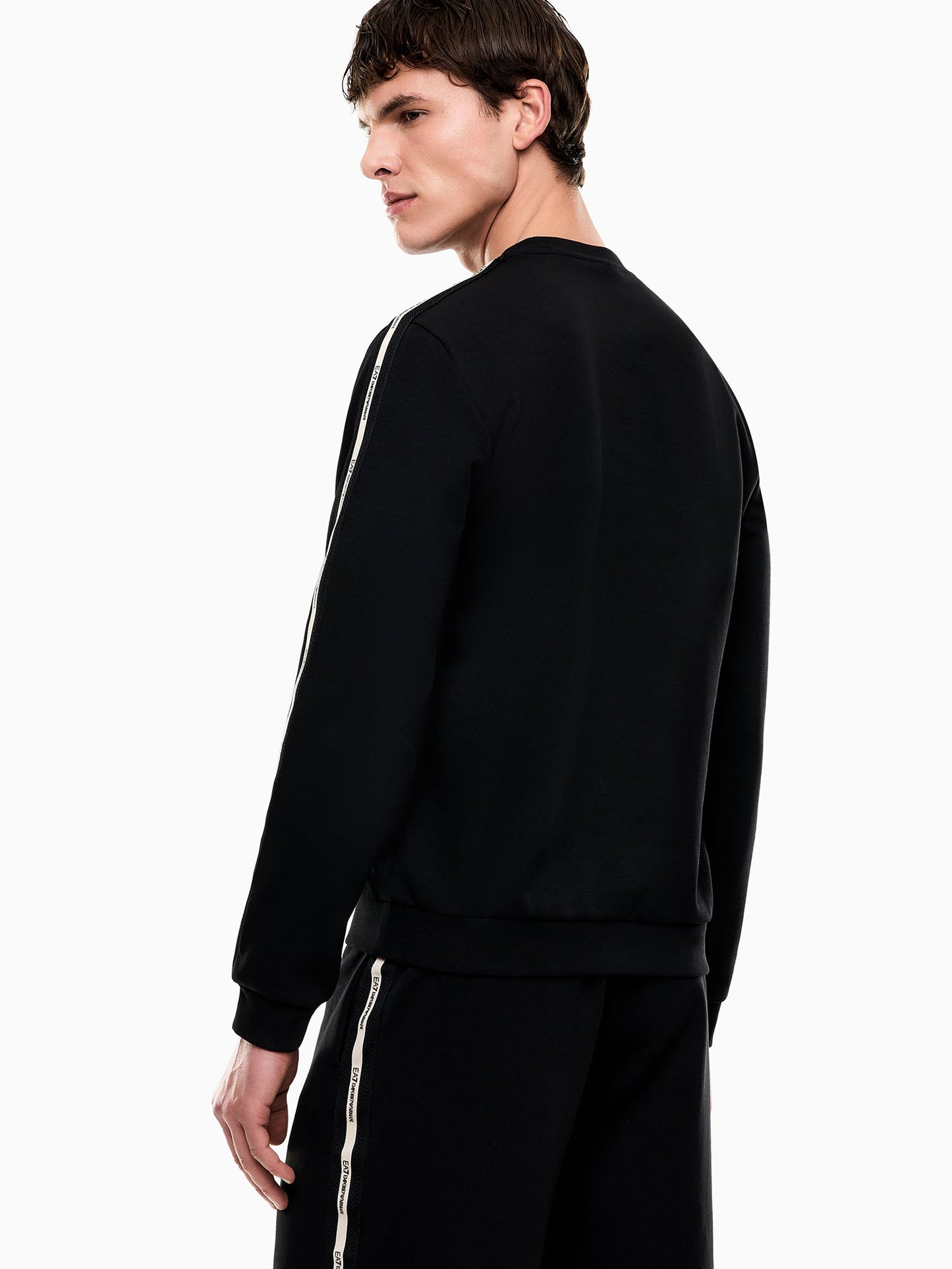 EA7 Emporio Armani felpa girocollo da Uomo in cotone nero