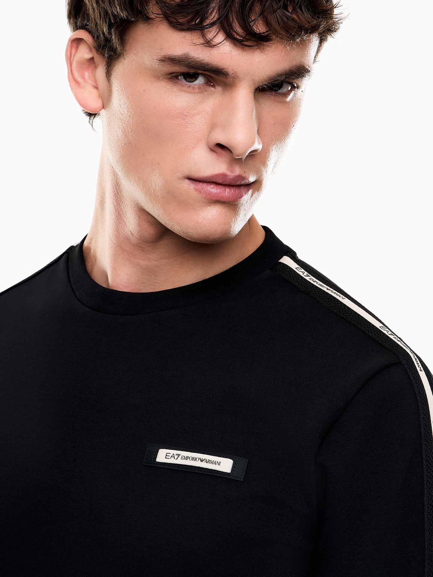 EA7 Emporio Armani felpa girocollo da Uomo in cotone nero