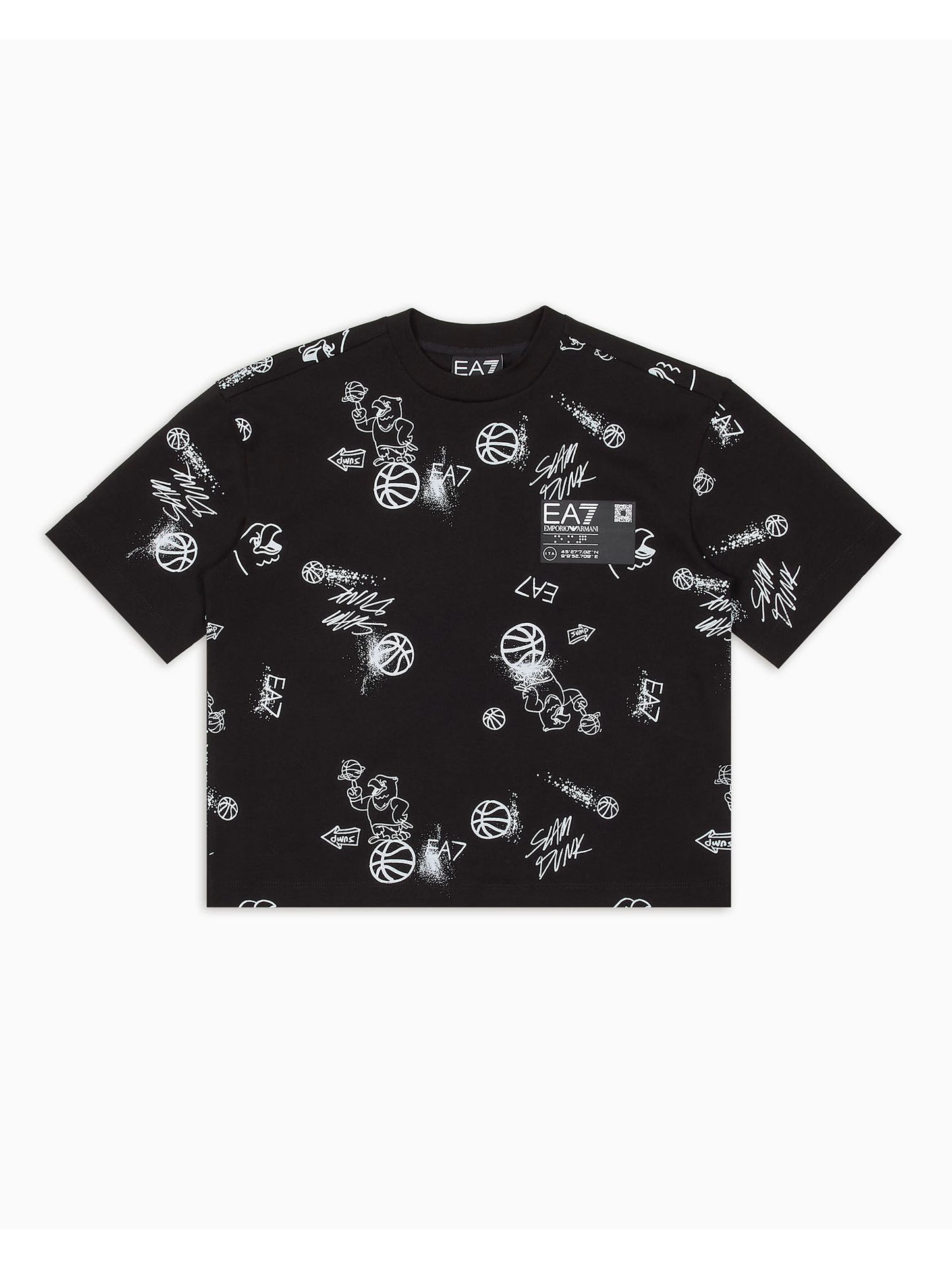 T-SHIRT OVER EA7 EMPORIO ARMANI BAMBINO NERO-BIANCO