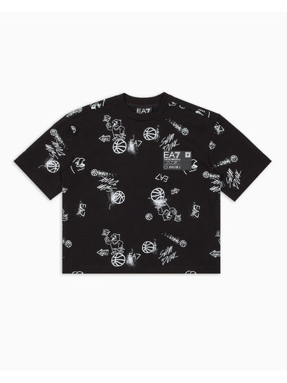 T-SHIRT OVER EA7 EMPORIO ARMANI BAMBINO NERO-BIANCO