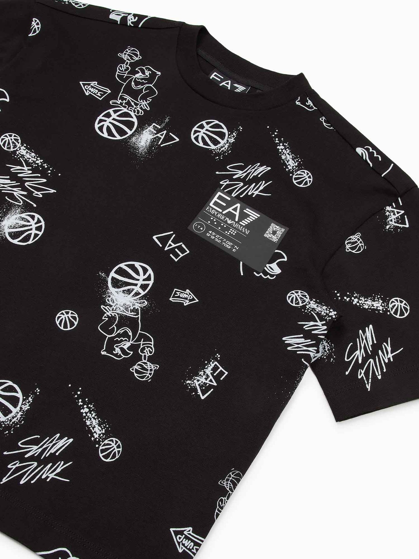 T-SHIRT OVER EA7 EMPORIO ARMANI BAMBINO NERO-BIANCO