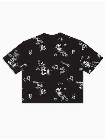 T-SHIRT OVER EA7 EMPORIO ARMANI BAMBINO NERO-BIANCO