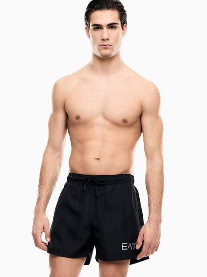 Costume boxer da uomo nero con logo EA7 Emporio Armani