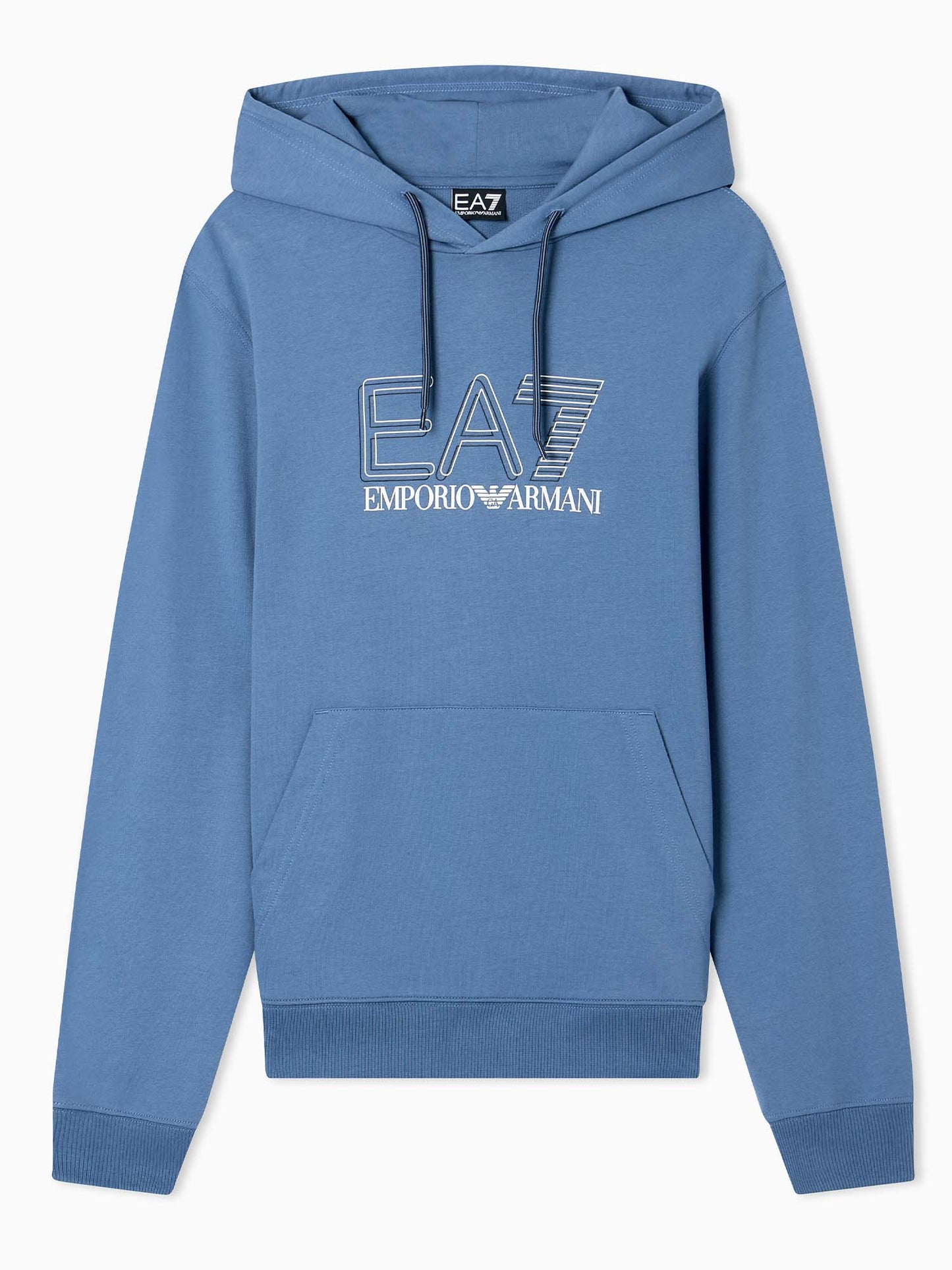 Felpa con cappuccio azzurra EA7 Emporio Armani da uomo