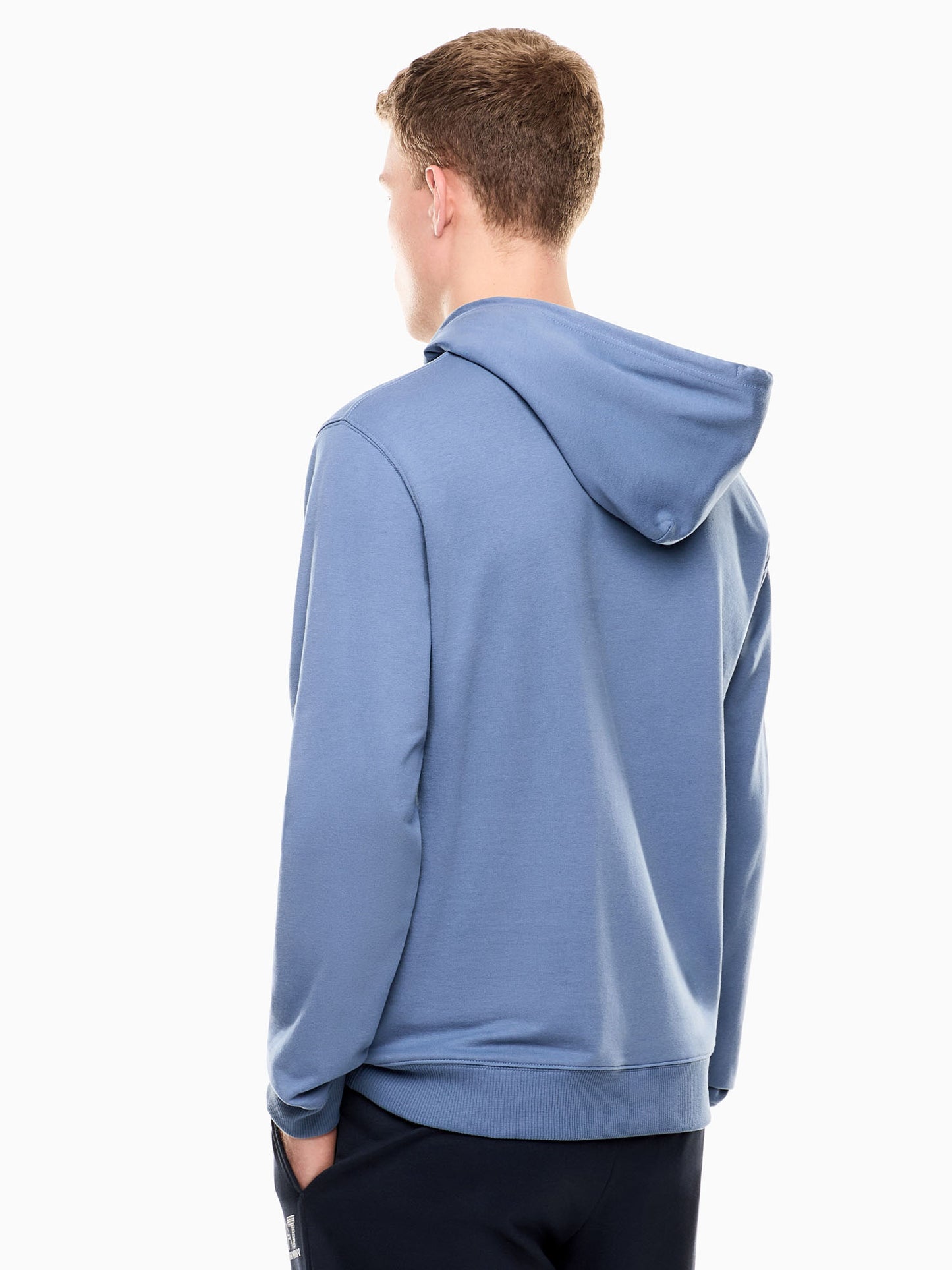 Felpa con cappuccio azzurra EA7 Emporio Armani da uomo