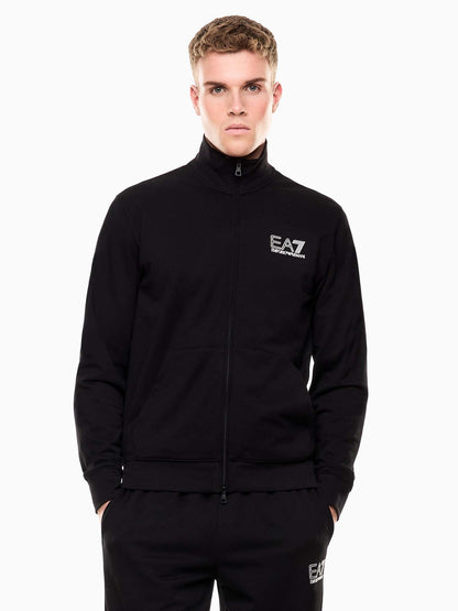 Felpa nera con zip da uomo EA7 Emporio Armani