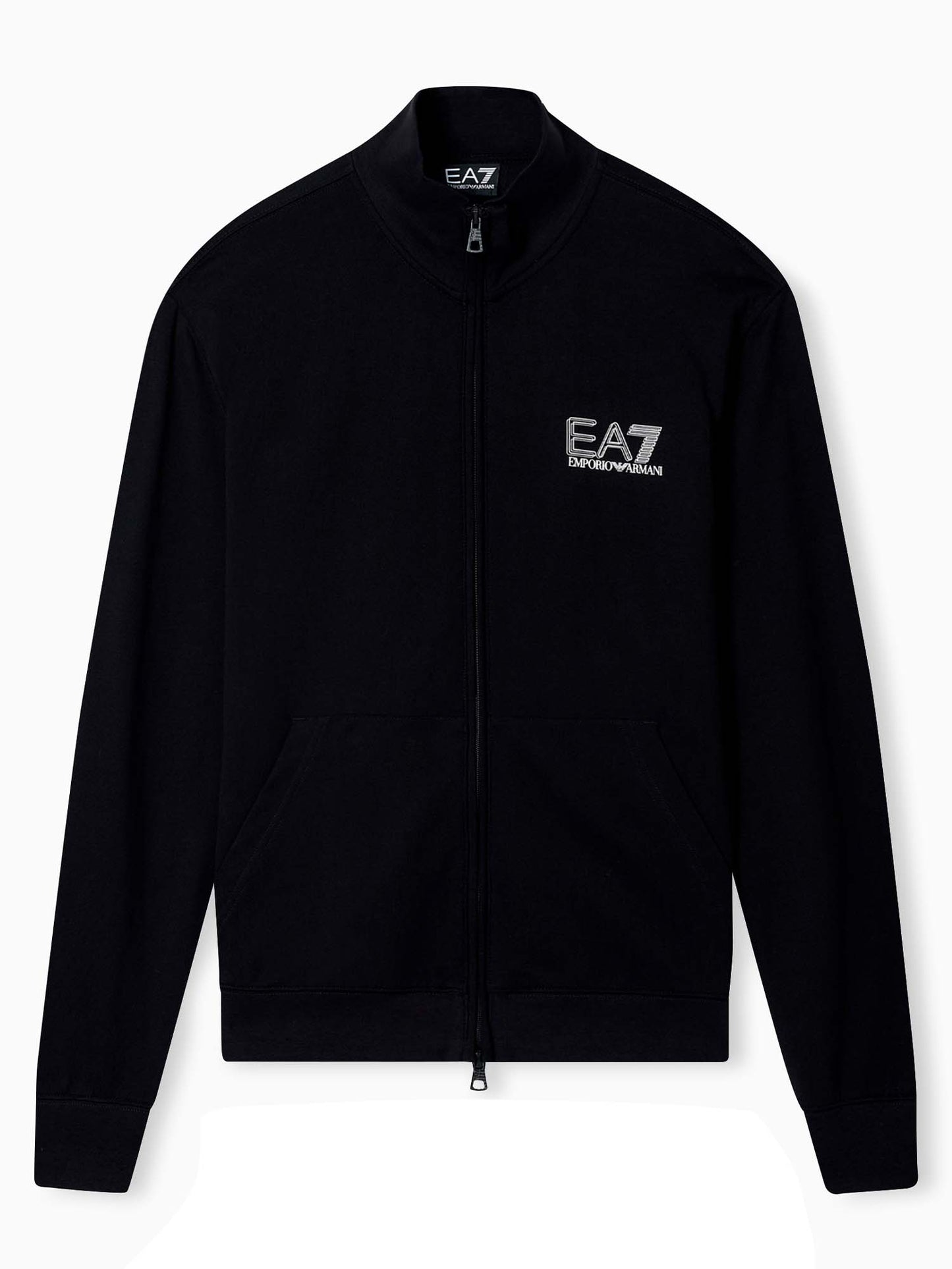 Felpa nera con zip da uomo EA7 Emporio Armani