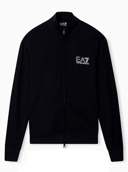 Felpa nera con zip da uomo EA7 Emporio Armani