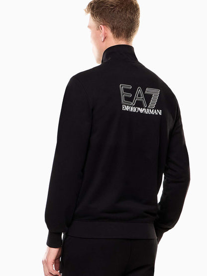Felpa nera con zip da uomo EA7 Emporio Armani
