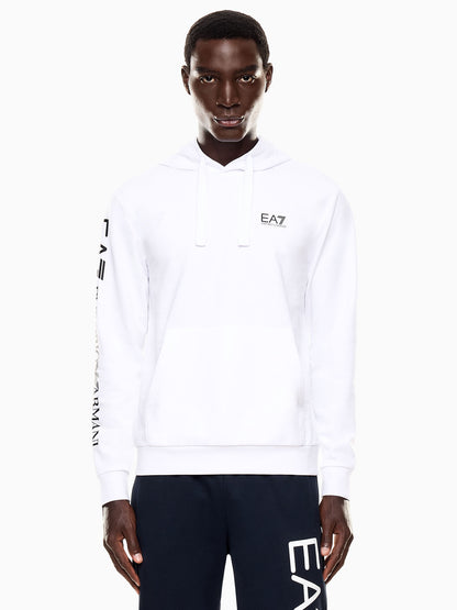 Felpa con cappuccio EA7 Emporio Armani da uomo bianca