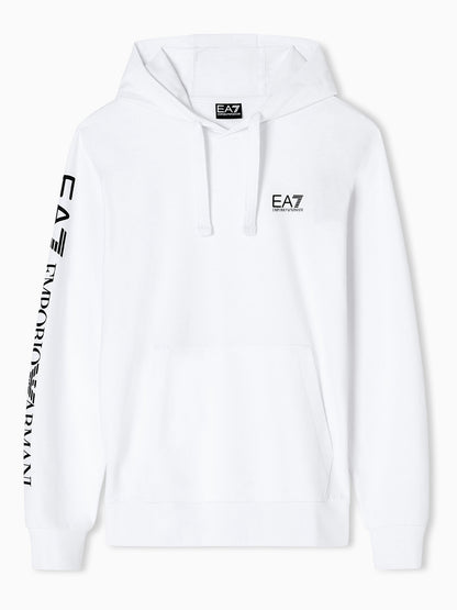 Felpa con cappuccio EA7 Emporio Armani da uomo bianca
