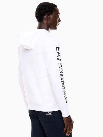 Felpa con cappuccio EA7 Emporio Armani da uomo bianca