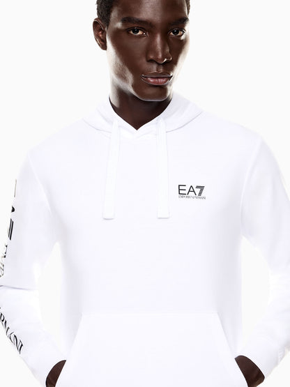Felpa con cappuccio EA7 Emporio Armani da uomo bianca