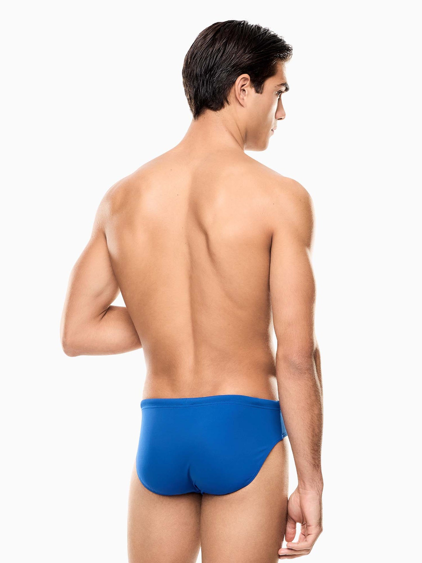 Slip da bagno uomo EA7 Emporio Armani blu con logo a contrasto