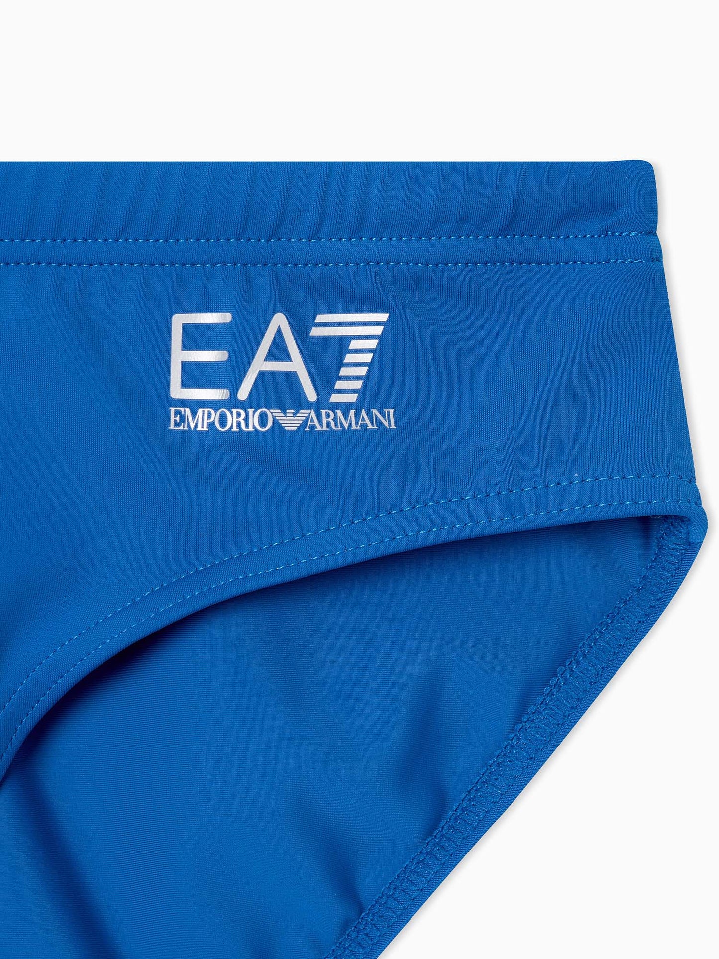 Slip da bagno uomo EA7 Emporio Armani blu con logo a contrasto