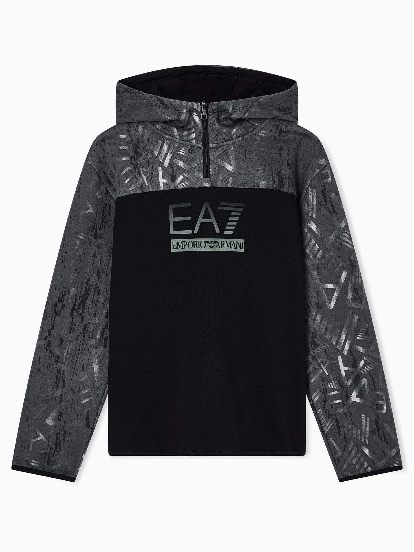 FELPA CON CAPPUCCIO VISIBILITY EA7 EMPORIO ARMANI DA BAMBINO NERO