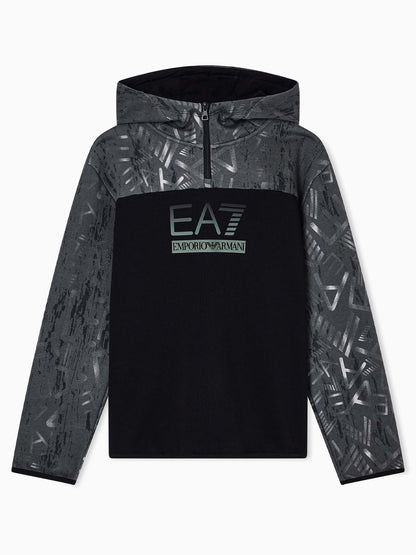 FELPA CON CAPPUCCIO VISIBILITY EA7 EMPORIO ARMANI DA BAMBINO NERO